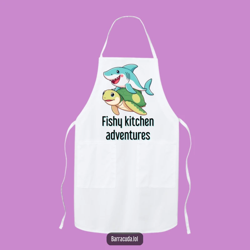 Funny Barracuda Turtle Kitchen Apron - Joyful Chef Cooking Gift Idea