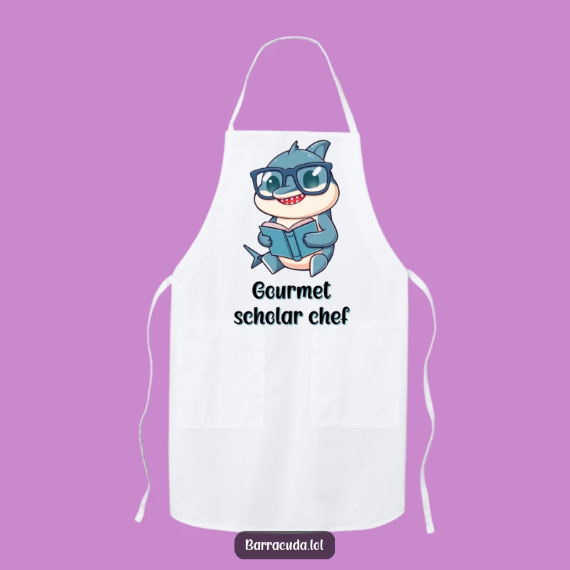 Funny Barracuda Apron: Culinary Scholar in Glasses, Ideal Kitchen Humorous Gift