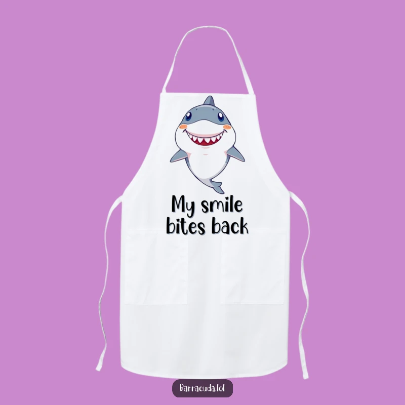 Funny Kawaii Barracuda Apron: Goofy Tooth Grin Kitchen Wear, Hilarious Chef Gift