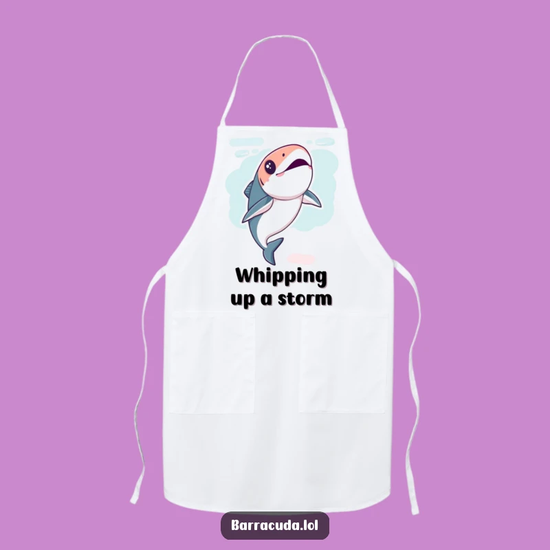 Funny Kawaii Barracuda Flip Apron: Cook with Playful Energy, Great Gift