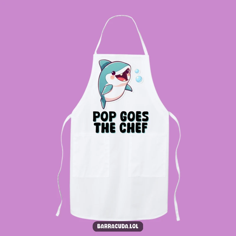 Funny Barracuda Bubble Chase Apron: Playful Chef's Gear, Perfect Humorous Gift for Kitchen Fun