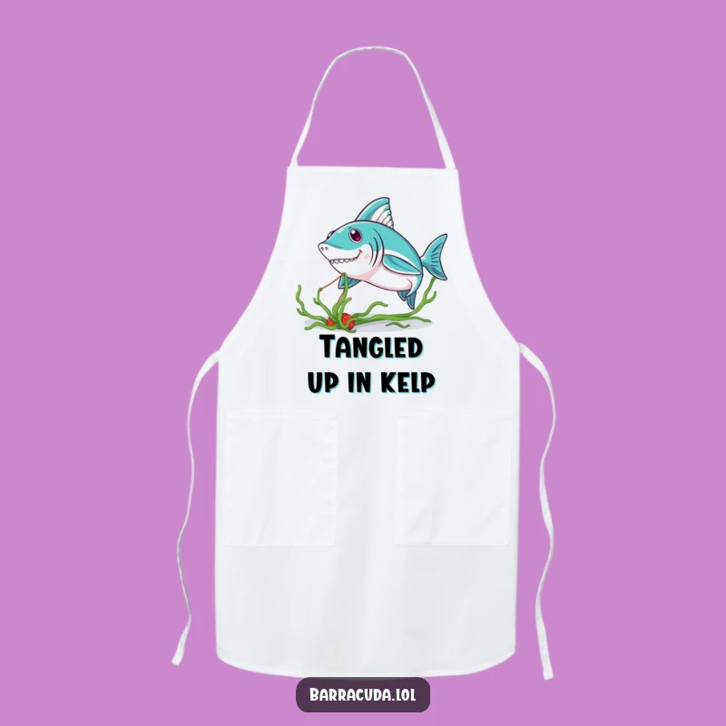 Funny Kawaii Barracuda Seaweed Tug Apron - Kitchen Humor & Chef Style