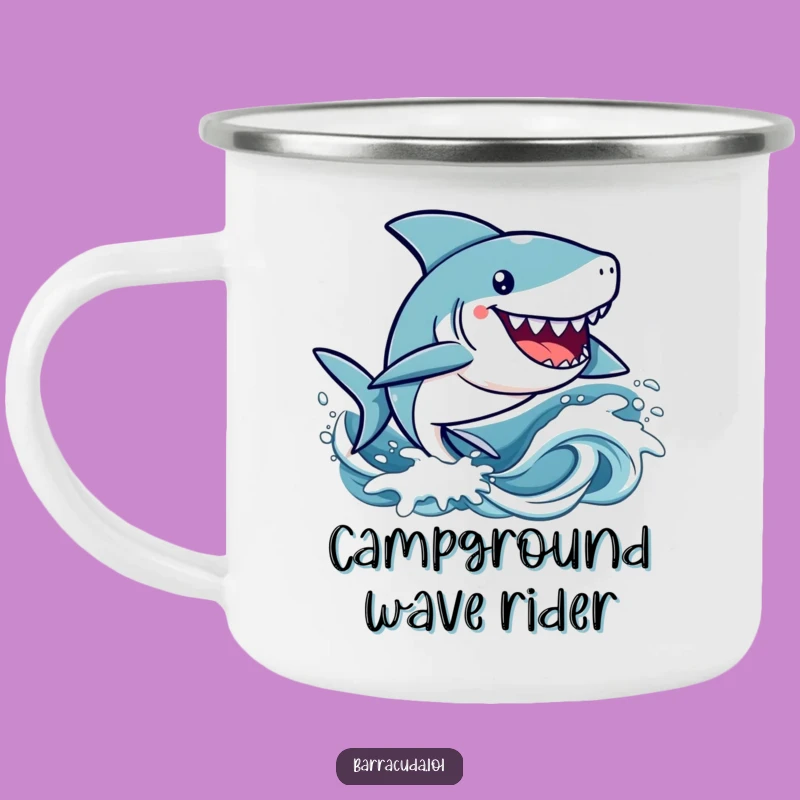 Funny Kawaii Barracuda Camping Mug: Cute Wave Rider Cup, Perfect Humorous Gift for Outdoors