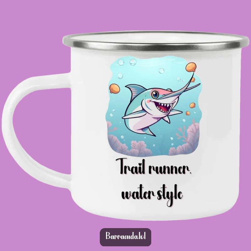 Durable Funny Barracuda Tag Camping Mug - Adventure and Play!
