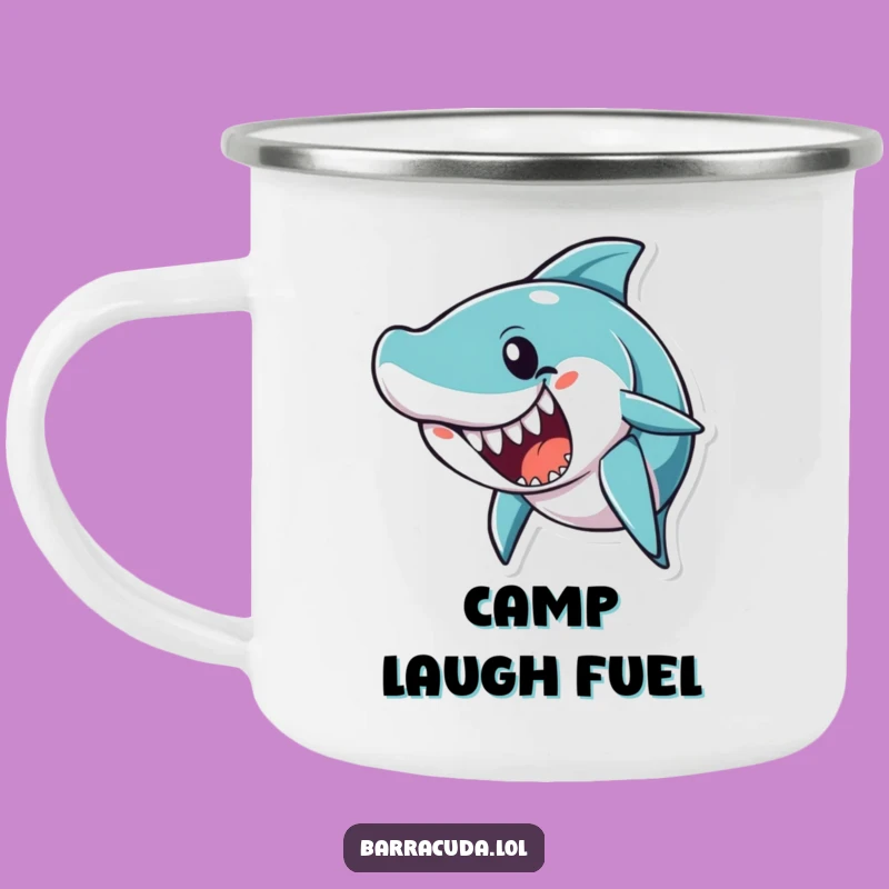 Funny Joke Barracuda Camping Mug: Comedy Enamel Cup, Perfect Humorous Gift for Campfire Tales