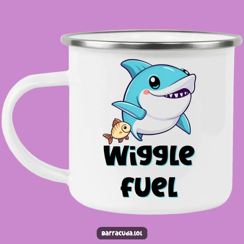 Funny Kawaii Barracuda Victory Wiggle Camping Mug - Outdoor Celebration Humor