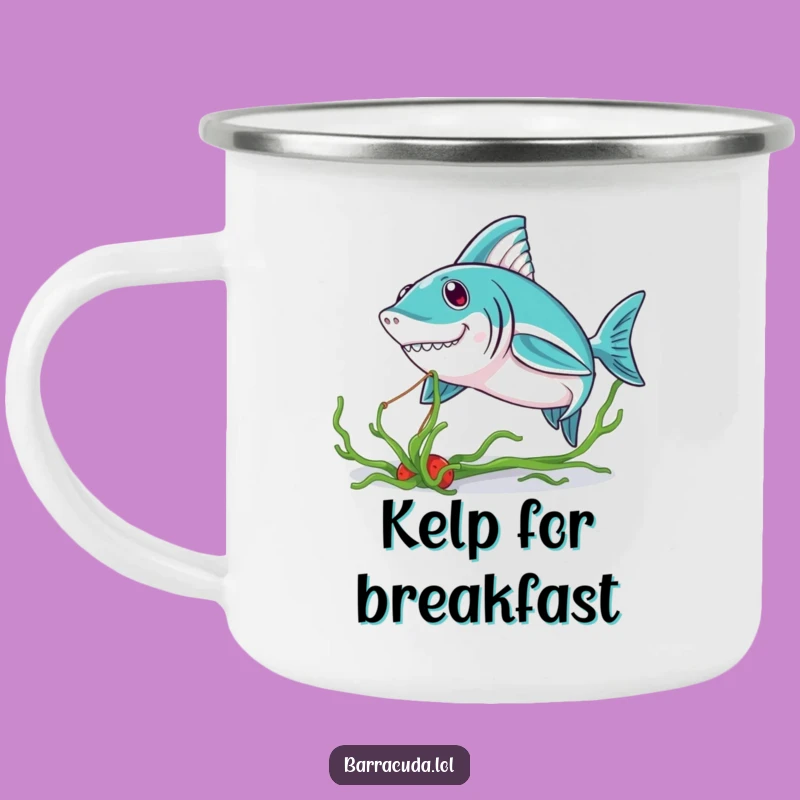 Funny Kawaii Barracuda Seaweed Tug Camping Mug - Outdoor Ocean Humor