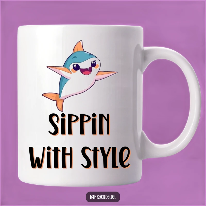 Funny Barracuda Mug: Synchronized Swimmer Fish, Elegant Flair, Perfect Humorous Gift