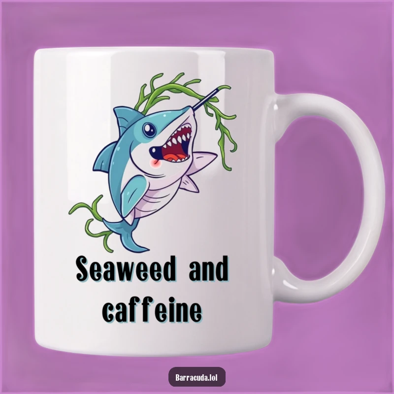 Funny Barracuda Seaweed Twirl Mug: Elegant Humor for a Sophisticated Palate!