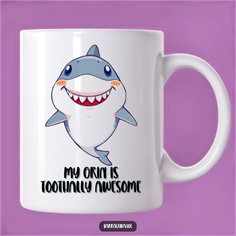 Funny Kawaii Barracuda Grin Mug: Goofy Tooth Smile Perfect Gift for Fish Lovers