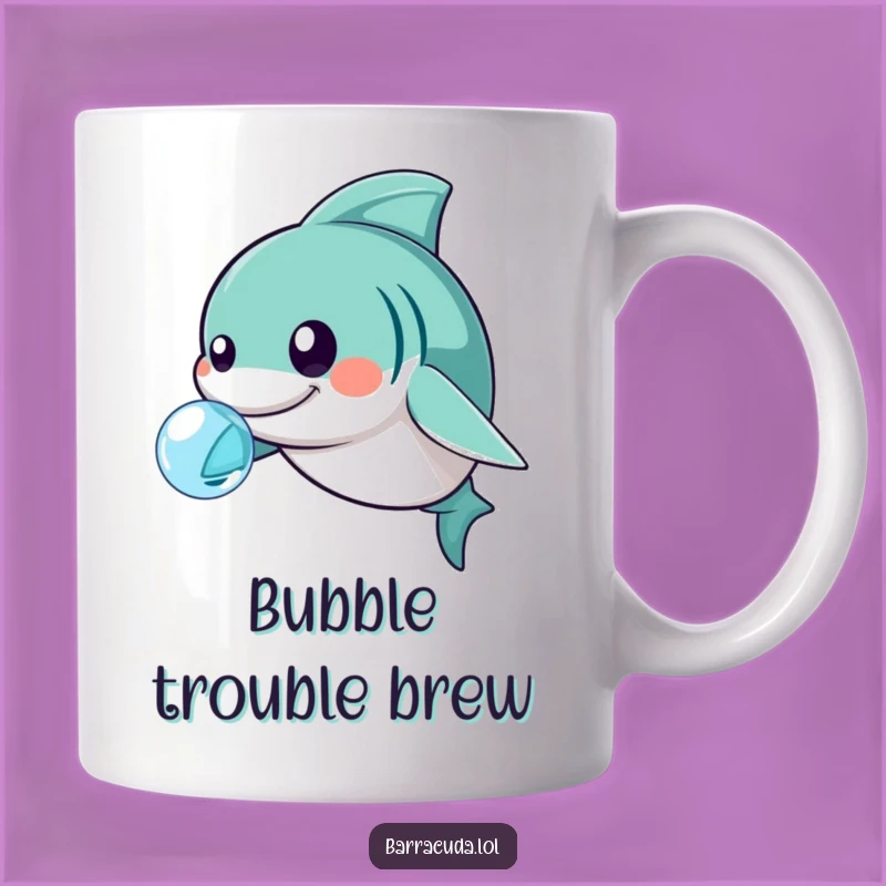Funny Playful Barracuda Mug - Kawaii Nudging Bubbles with Nose