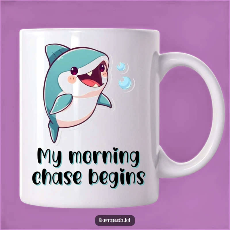 Funny Barracuda Bubble Chase Mug: Playful Fish Design, Perfect Humorous Gift for Ocean Lovers
