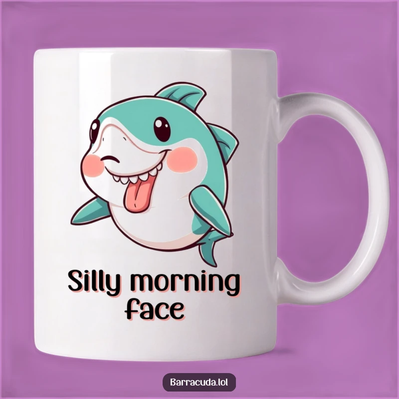 Funny Kawaii Barracuda Face Mug: Hilarious Tongue Out Gift!