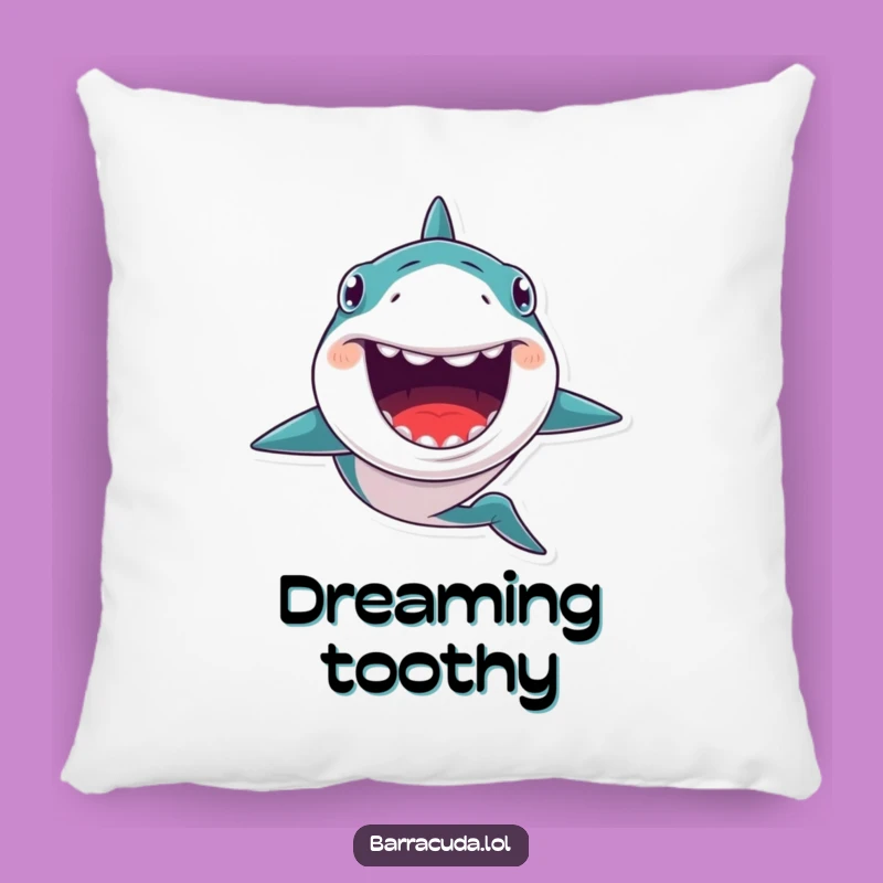 Cozy Funny Kawaii Barracuda Grin Pillow, Quirky Ocean Comfort