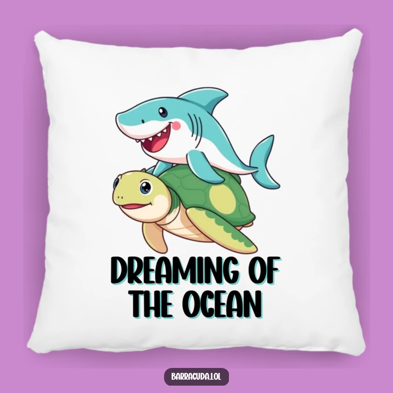 Soft Funny Barracuda Sea Turtle Pillow - Cozy Joyful Ocean Decor Gift
