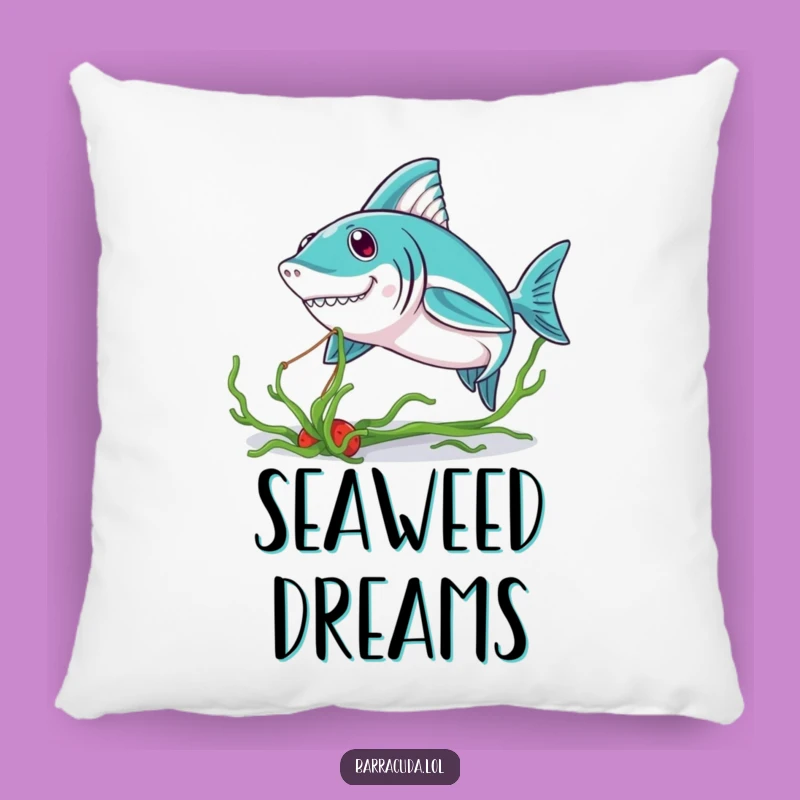 Funny Kawaii Barracuda Seaweed Tug Pillow - Cute & Cozy Ocean Accent