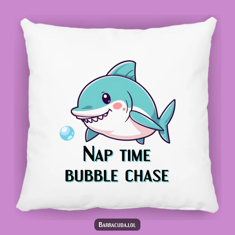 Funny Kawaii Barracuda Pillow: Playful Bubble Chase Comfort, Cozy & Cute Gift