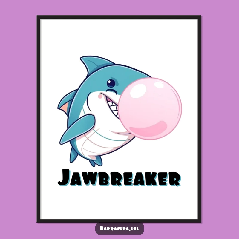 Funny Barracuda Bubble Digital Print - Instant Mischievous Wall Art
