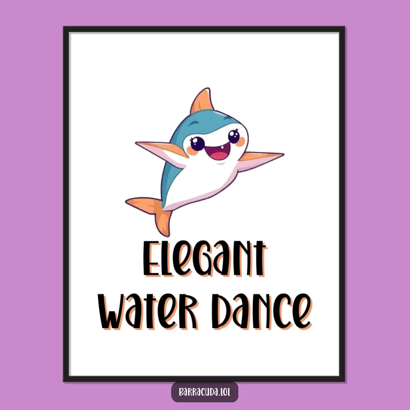 Funny Barracuda Digital Art: Synchronized Swimmer, Instant Elegant Decor Gift