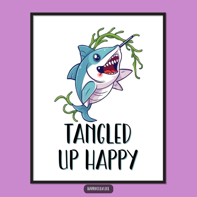 Funny Barracuda Seaweed Digital Art: Instant Elegance and Humor Download!