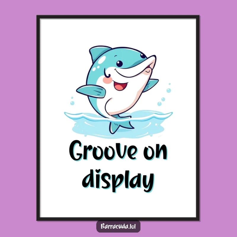 Funny Happy Barracuda Digital Art - Kawaii Wiggle Dance Print