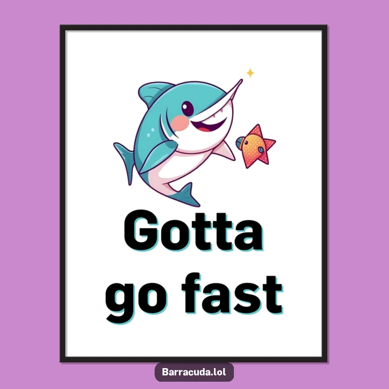 Funny Kawaii Barracuda Digital Art: Glee-Filled Chase for Your Screen!