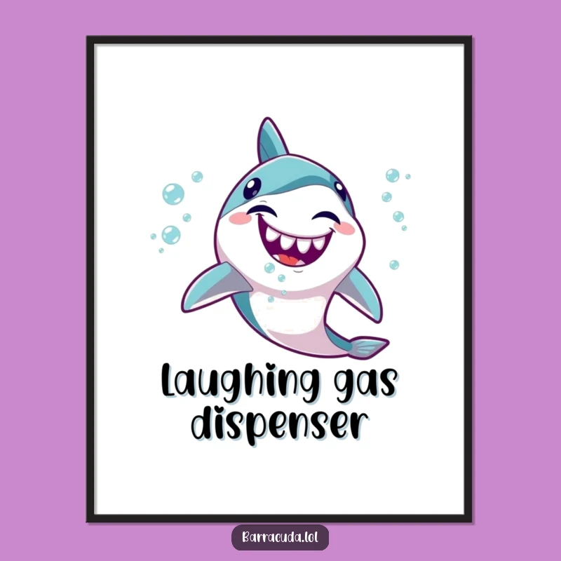 Funny Kawaii Barracuda Digital Print: Giggling Bubble Art, Instant Cheerful Decor