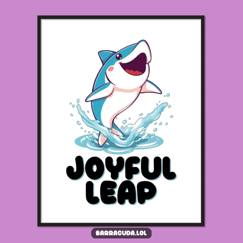 Funny Kawaii Barracuda Splash Digital Art - Instant Ocean Joy Download