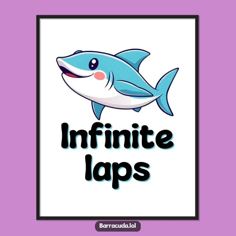 Funny Cute Barracuda Loop Digital Art - Instant Hilarious Ocean Decor Gift!