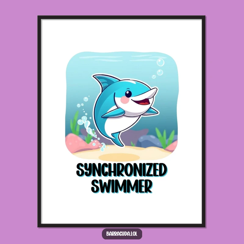 Funny Barracuda Synchronized Swimmer Digital Art - Instant Aquatic Joy Gift