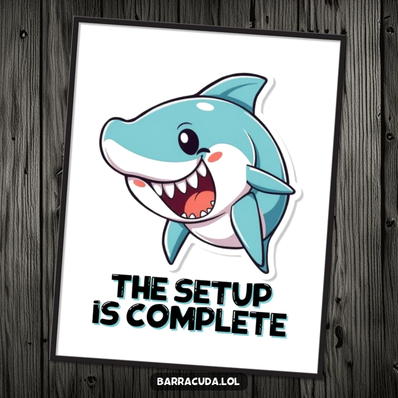 Funny barracuda character with an open mouth, as if telling a joke, perfect for humorous digital art.