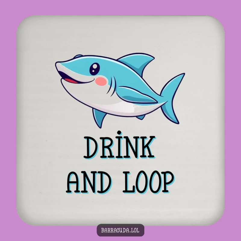 Funny Cute Barracuda Loop Drink Coaster - Protect Surfaces with Hilarious Ocean Charm!
