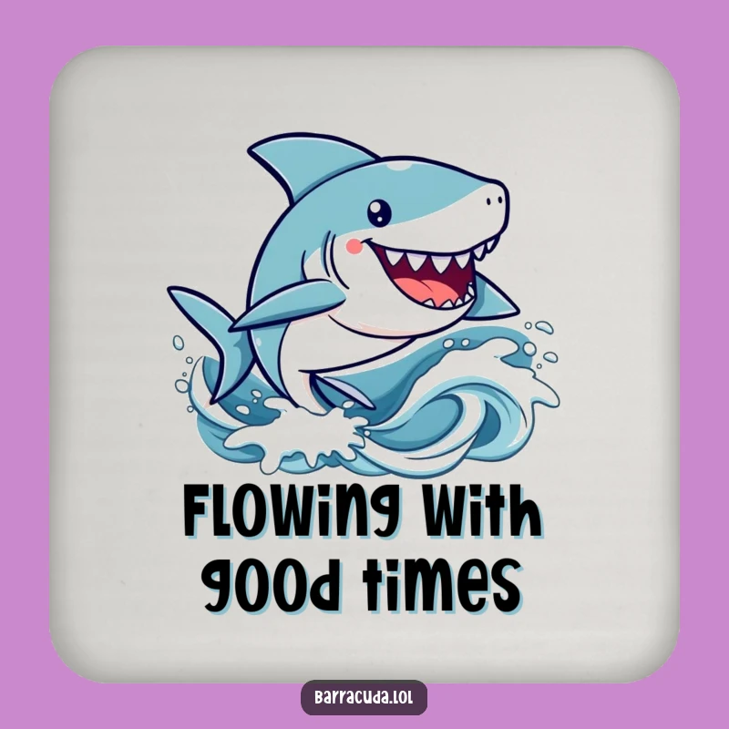 Funny Kawaii Barracuda Drink Coaster: Cute Wave Protector, Humorous Gift for Tables