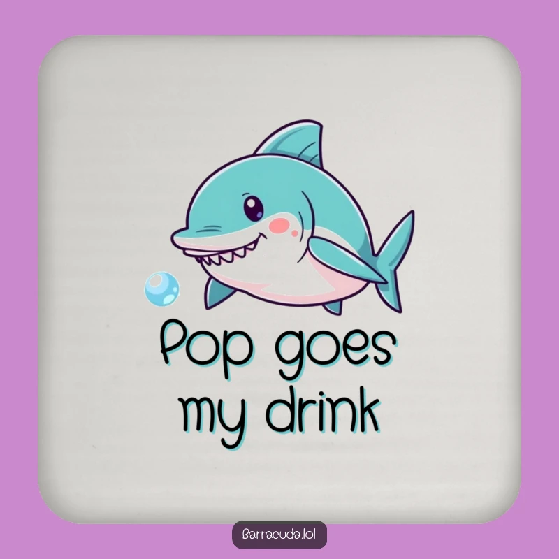 Funny Kawaii Barracuda Coaster: Playful Bubble Chase Decor, Protect Your Table Fun
