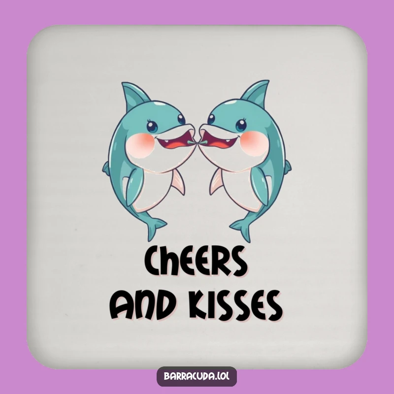 Funny Kawaii Barracuda Coaster Set: Playful Drink Kisses!