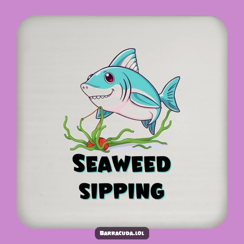 Funny Kawaii Barracuda Seaweed Tug Coaster - Protect Surfaces with Humor