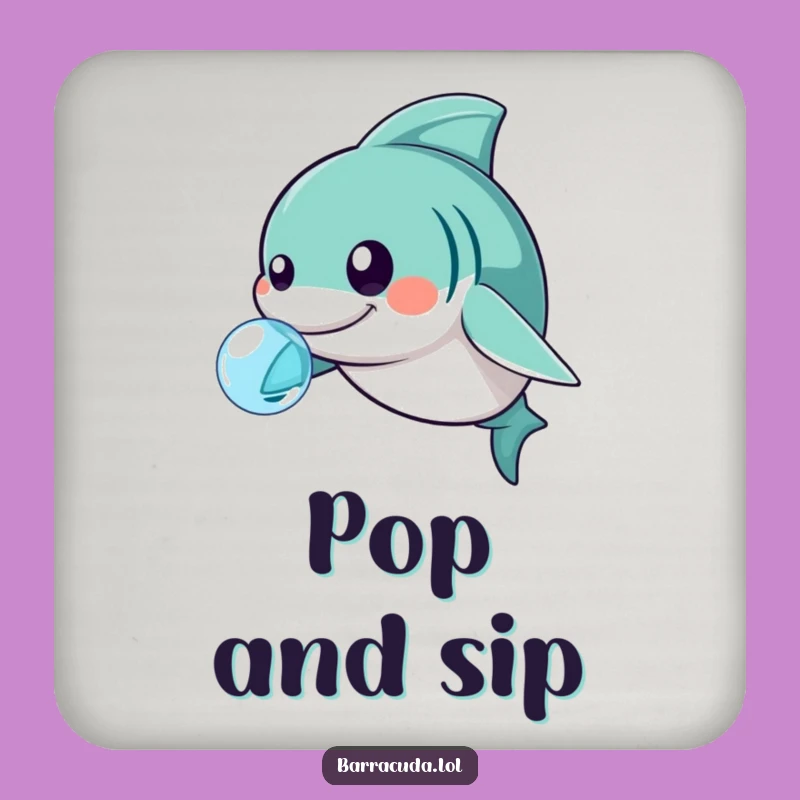 Funny Playful Barracuda Coasters - Kawaii Nudging Bubbles for Drinks