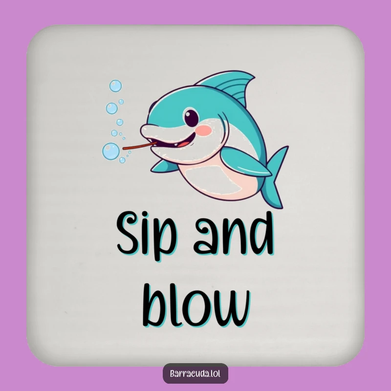 Funny Amused Barracuda Bubble Drink Coaster - Protect Surfaces with Smiles!