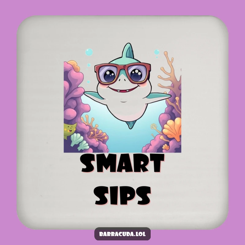Funny Kawaii Barracuda Glasses Coaster - Smart Surface Protection