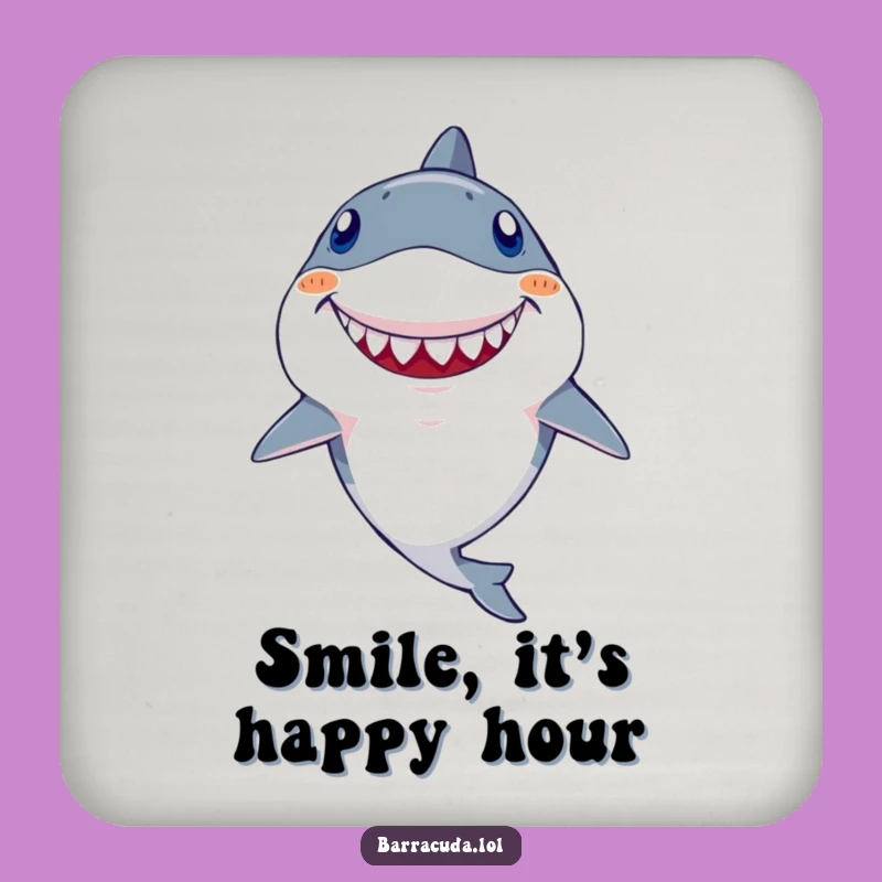 Funny Kawaii Barracuda Coaster: Goofy Tooth Grin Drink Protector, Hilarious Tabletop