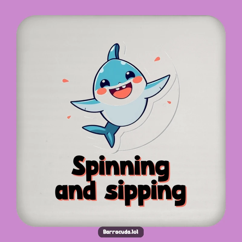 Funny Kawaii Barracuda Coaster Set: Joyful Spin Protection!