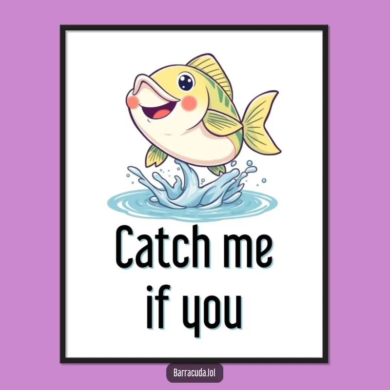 Funny Leaping Fish Poster: Decorate with Energetic Smiles