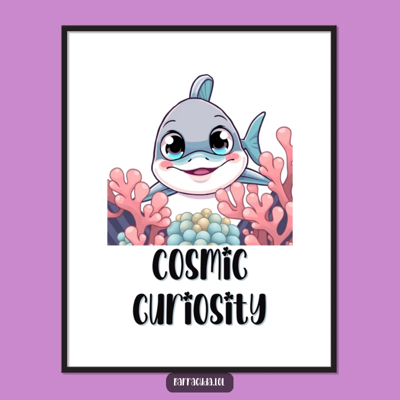 Funny Curious Barracuda Peek Poster - Intriguing Art & Hilarious Ocean Decor!