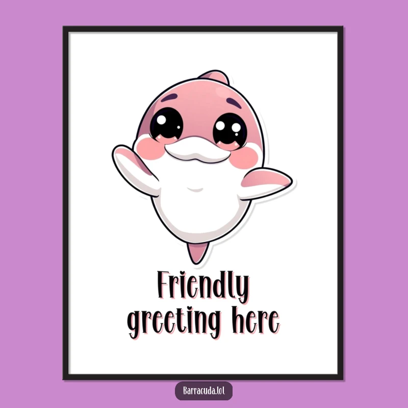 Funny Kawaii Barracuda Art Print: Innocent Wave for Your Wall!