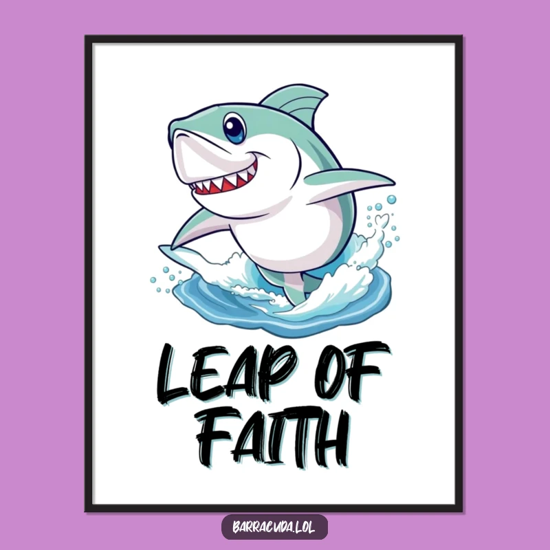 Funny Barracuda Leap Poster - Dynamic Aquatic Wall Art Gift