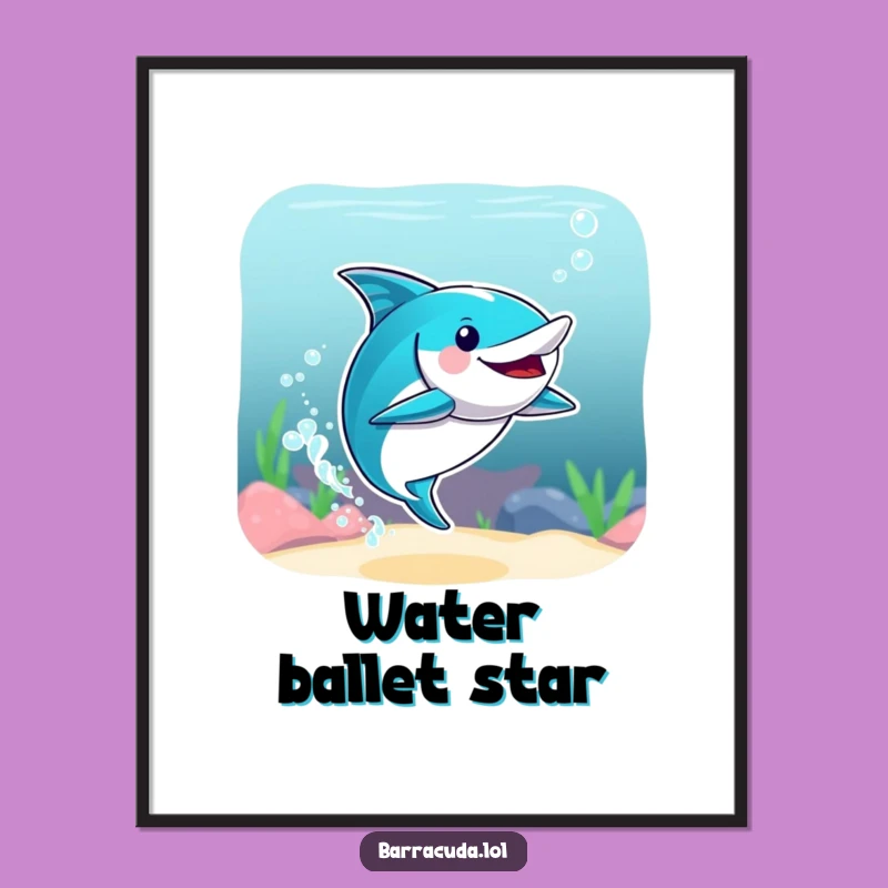 Funny Barracuda Synchronized Swimmer Poster - Vibrant Aquatic Wall Art Gift