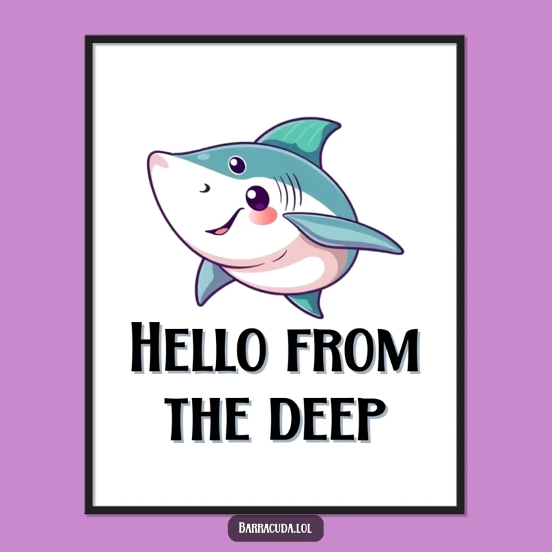 Funny Barracuda Wave Poster - Aquatic Wall Art for Ocean Enthusiasts