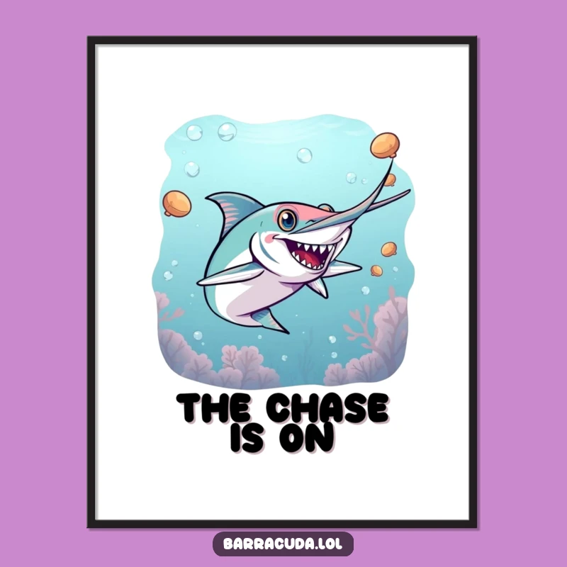 Funny Energetic Barracuda Tag Wall Art - Decorate with Action!