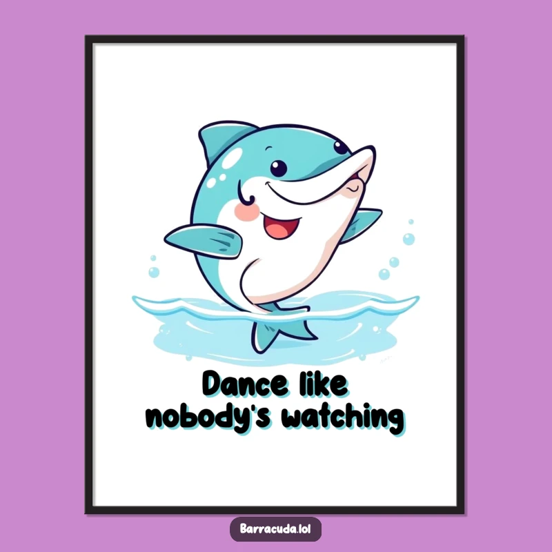 Funny Happy Barracuda Poster - Kawaii Wiggle Dance Wall Art
