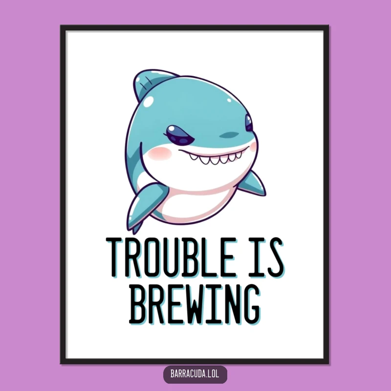 Funny Kawaii Barracuda Poster: Artful Mischief, Perfect Wall Decor Gift
